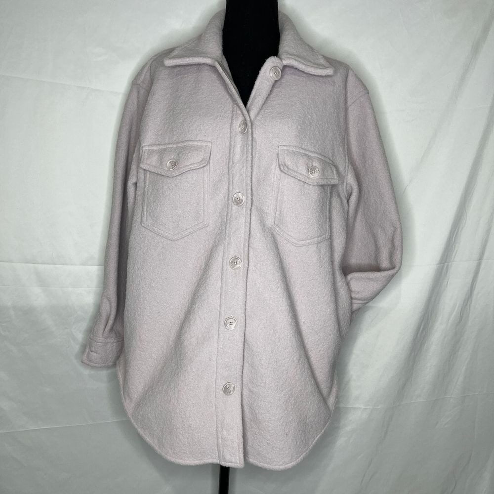 Joie Shacket Women Medium Lavender Fleece Button Down Oversized Shirt Jacket‎